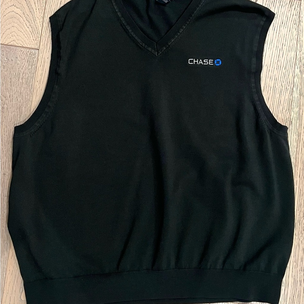 Chase Logo Black V-Neck Sweater Vest